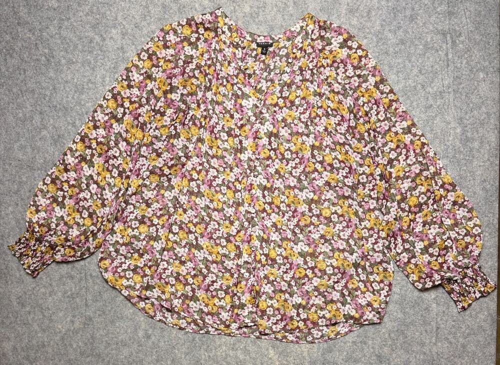 Torrid Women's Blouse Floral Long Sleeve Polyester Multicolor Plus Size 3